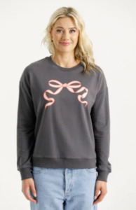 HOME-LEE CAMILLA CREW - GRAPHITE/BLOSSOM BERRY BOW - HL286 09