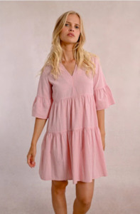 MOLLY BRACKEN LADIES WOVEN DRESS - PINK - T1990DP-PIN