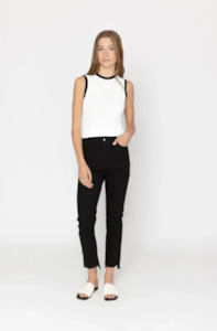 TWO BY TWO CASSIA TOP - WHITE + BLACK TRIM - kn1003