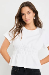 Products: AMONG THE BRAVE - SVELTE SHIRRED TEE - IVORY   COMING SOON / PRE-ORDER