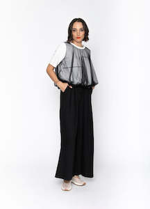 Blacklist: BLACKLIST ERICA TOP - WHITE + BLACK MESH