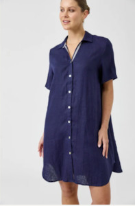 Eb Ive: EB & IVE STUDIO SHORT SHIRT DRESS - INDIGO - 2593416
