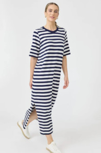 EB & IVE STUDIO STRIPE T-SHIRT DRESS - INDIGO - 2593811