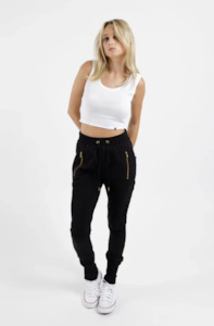 Federation: FEDERATION ESCAPE TRACKIES - GOLD ZIPS - BLACK-GOLD