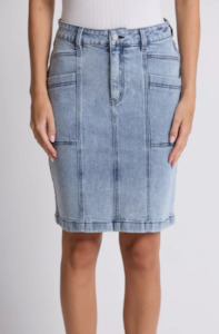Skirts: STELLA & GEMMA STRIKE SKIRT - BLEACHED DENIM - ES25SS328