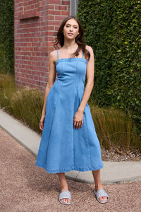 AUGUSTINE ALAIA DENIM MIDI DRESS - DENIM