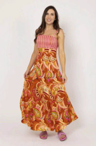 Cartel Willow: CHARLO NATALIE DRESS - RUST PAISLEY - CH770