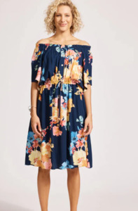 Eb Ive: EB & IVE PARISIO BUTTON DRESS - INDIGO BLOOM - 2600917