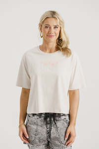 HOME-LEE BECKY TEE - IVORY WITH BLOSSOMS