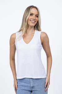 Humidity Lifestyle: HUMIDITY LIFESTYLE KAIA V NECK TANK - WHITE
