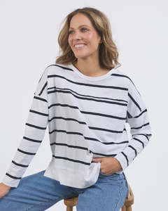 FOXWOOD JAYNE STRIPE THROW ON TOP - WHITE