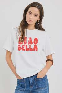 Among The Brave: AMONG THE BRAVE PARADISO BOXY TEE - CIAO PRINT - IVORY