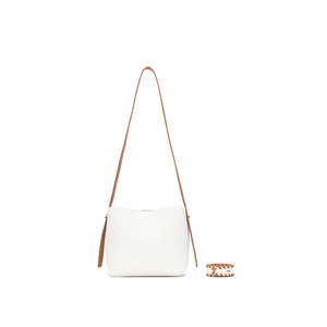 BLACK CAVIAR CAPELLA SHOULDER/CROSSBODY BAG - WHITE/TAN