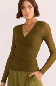Mink Pink: MINK PINK ELODIE MESH WRAP KHAKI
