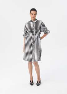 BLACKLIST VENA SHIRT DRESS - BLACK STRIPE