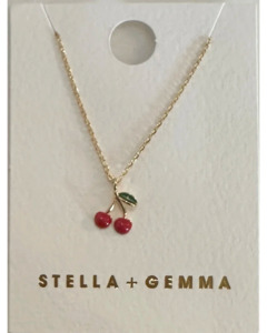 STELLA & GEMMA NECKLACE - GOLD RED CHERRIES