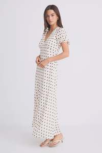 Products: AMONG THE BRAVE AMORA MIDI DRESS - CREAM CHOCOLATE POLKA DOT