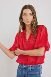 Ivy Jack: IVY & JACK CONTINUANCE BUTTONED TOP - POPPY