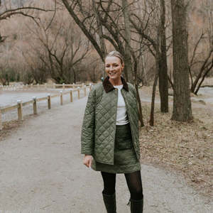 MOKE NZ DAISY QUILT JACKET - OLIVE GREEN