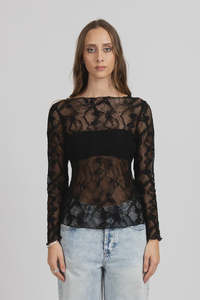 FEDERATION IRIS LONG SLEEVE TOP - BLACK