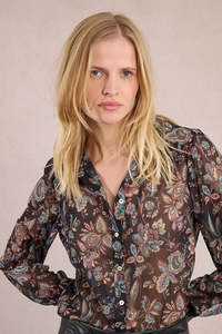 MOLLY BRACKEN WOVEN SHIRT - BLACK AMALIA