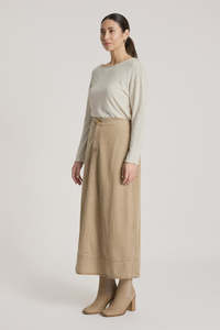 Skirts: EB & IVE - BODHI DENIM SKIRT - FAWN