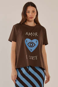 Betty Basics: BETTY BASICS ELLIA CREW TEE - BROWN