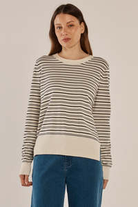 BETTY BASICS LOUIS SWEATER - CREAM/BLACK STRIPE