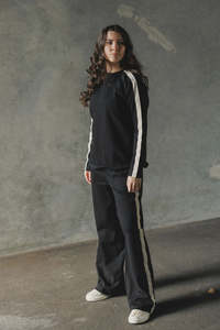 HOME-LEE - L/S CHRIS TEE - BLACK & SAND