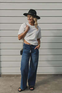 Home Lee: HOME-LEE PALAZZO JEANS - BLUE WASH