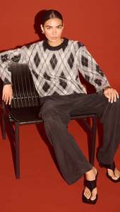 Products: STAPLE THE LABEL CAMILLE BRUSHED JUMPER - ARGYLE