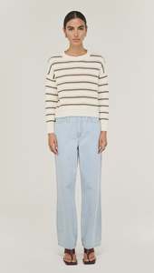 Products: STAPLE THE LABEL VERA STRIPE JUMPER - OFF WHITE/KHAKI