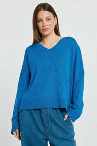 BETTY BASICS SELENE STAR SWEATER - BLUE