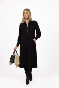 HUMIDITY LIFESTYLE DUNE MIDI DRESS - BLACK