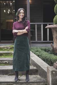 Humidity Lifestyle: HUMIDITY LIFESTYLE VA VA VELOUR SKIRT - PINE