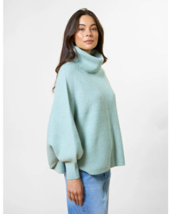 STELLA & GEMMA POLO NECK PONCHO - AQUAMARINE