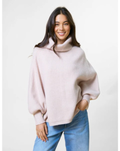 STELLA & GEMMA POLO NECK PONCHO - BLUSH