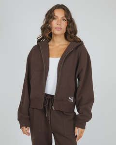 Silent Theory: SILENT THEORY SILENT LUXE ZIP THRU HOODIE - CHOCOLATE