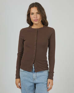 Silent Theory: SILENT THEORY BUTTON UP L/S TEE - CHOCOLATE
