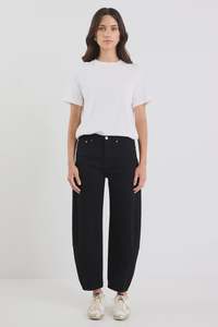 Pants: AMONG THE BRAVE - GRADUATE BARREL JEANS - JET BLACK
