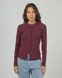 SILENT THEORY BUTTON UP L/S TEE - CHERRY