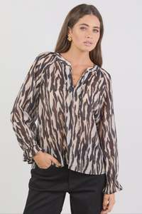 BY ROSA WOODLAND L/S TOP - BLACK ZEBRA