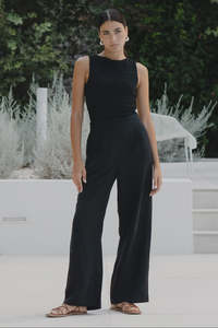 Pants: AMONG THE BRAVE -  GUARDIAN LINEN PANTS - BLACK