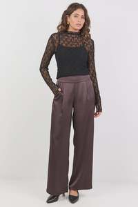 Pants: BY ROSA GRANDEUR WIDE LEG PANTS - CHOCOLATE