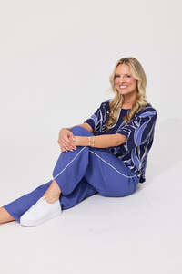 Lemon Tree Design: LEMON TREE DESIGN - ALESSA PRINT TOP - LEAFY BLUE