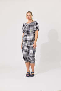 LEMON TREE DESIGN - LYDIA TOP - NAVY GINGHAM