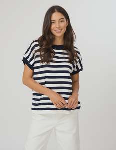 STELLA & GEMMA GWEN TEE - MILK / MIDNIGHT STRIPE