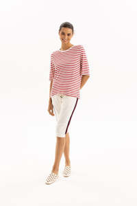 TWO BY TWO LINEN TEE - RED STRIPE