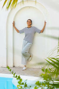 Two By Two: TWO BY TWO LINEN TEE - NAVY STRIPE