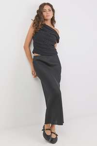 Skirts: RE:UNION LABEL - BLISS MIDI SKIRT - BLACK